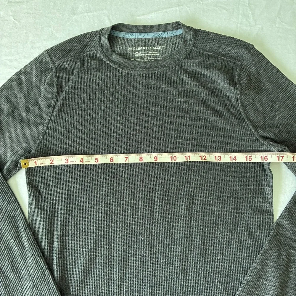 Climatesmart Cuddl Duds Mens Gray Waffle Knit Midweight Thermal Base Layer Top S